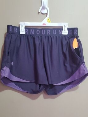 Under Armour Women's Dark Purple Layered Training Shorts Size Medium